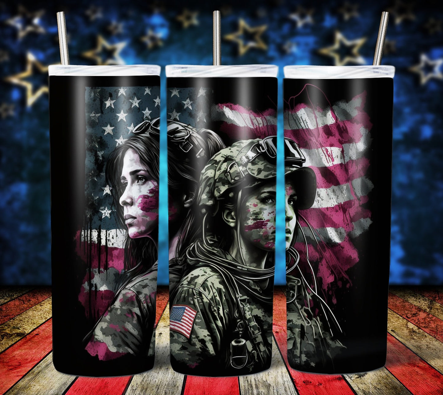 Patriotic Female 20oz Sublimation Tumbler Images Bundle