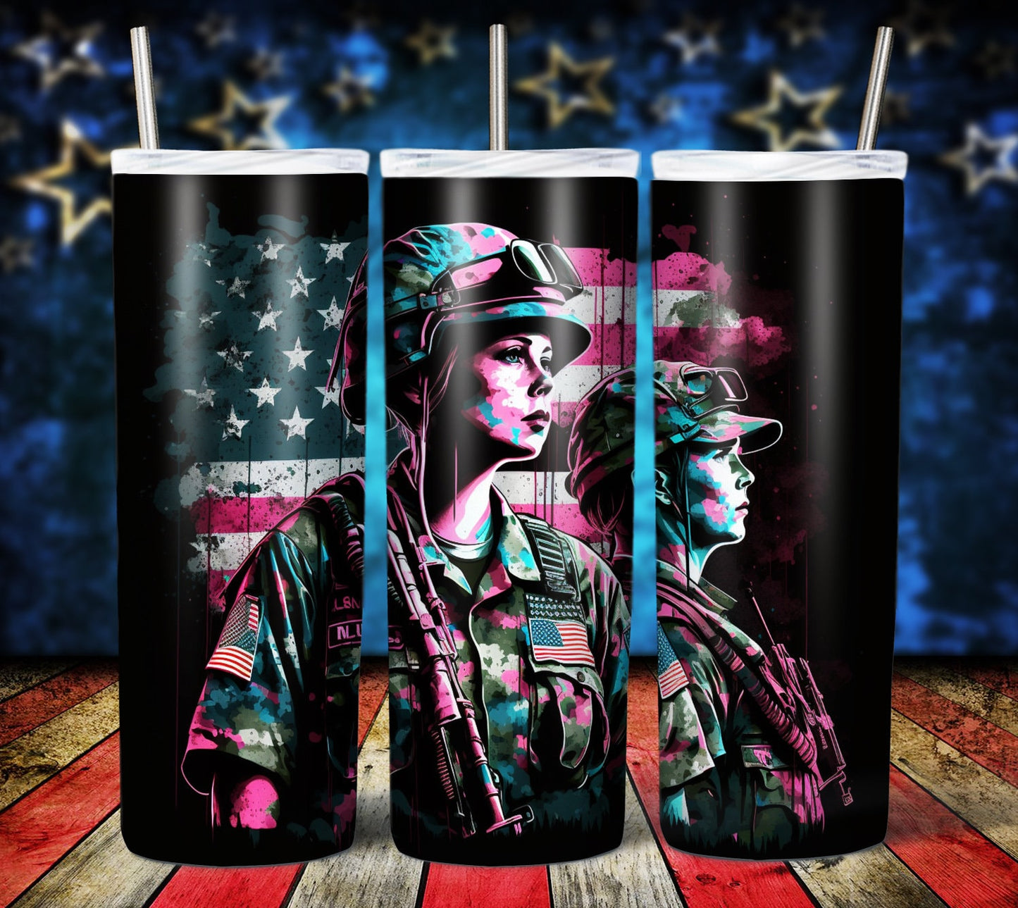 Patriotic Female 20oz Sublimation Tumbler Images Bundle