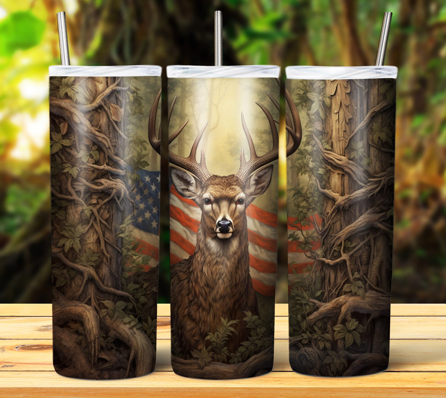 Wood Carved Deer Sublimation Tumbler/Mug Images Bundle