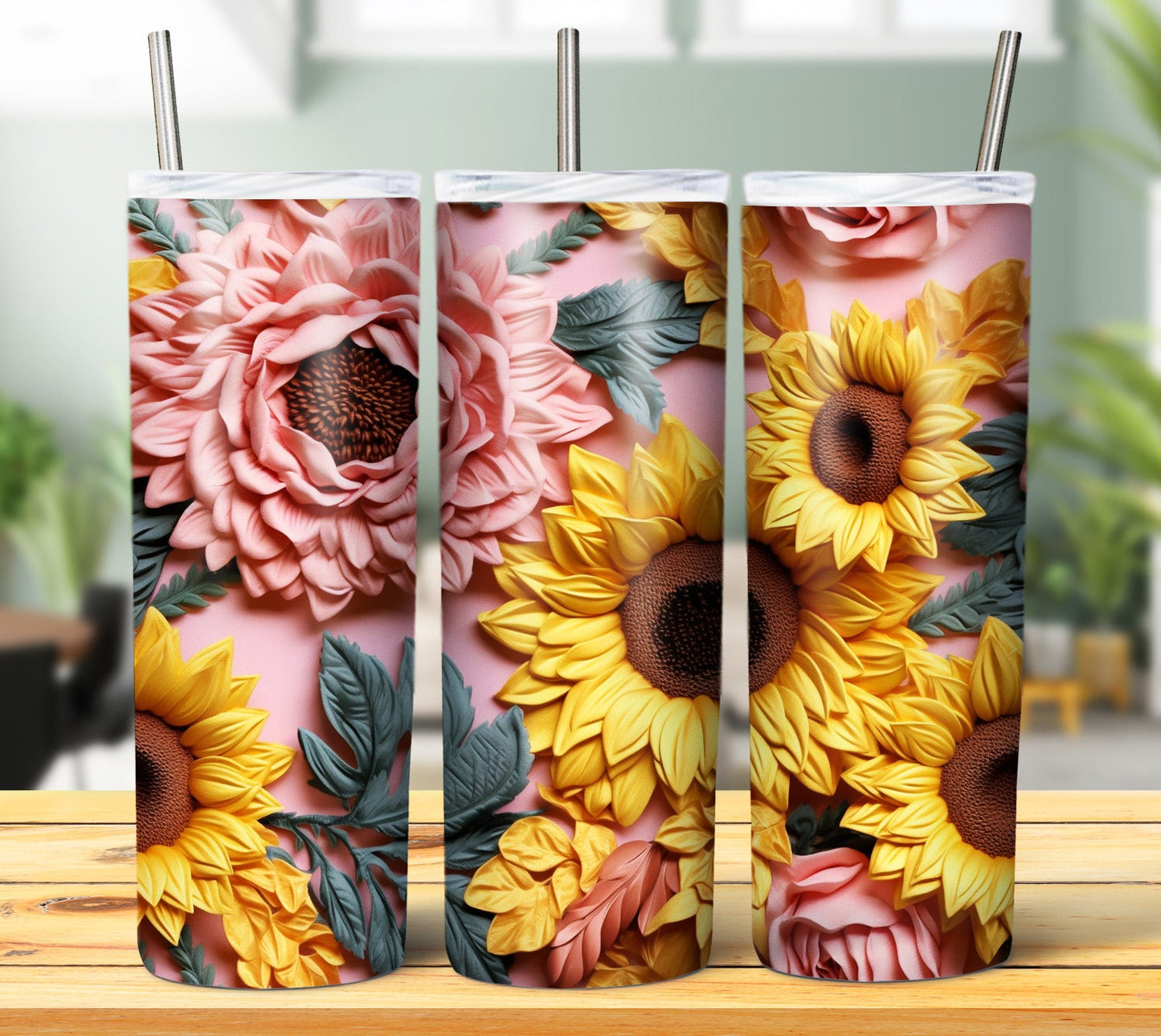 30 Flower 3D Sublimation Tumbler Images Bundle 20 oz