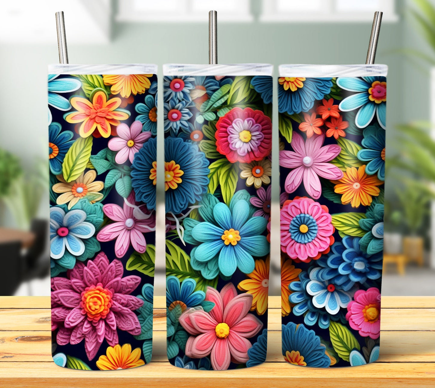 30 Flower 3D Sublimation Tumbler Images Bundle 20 oz