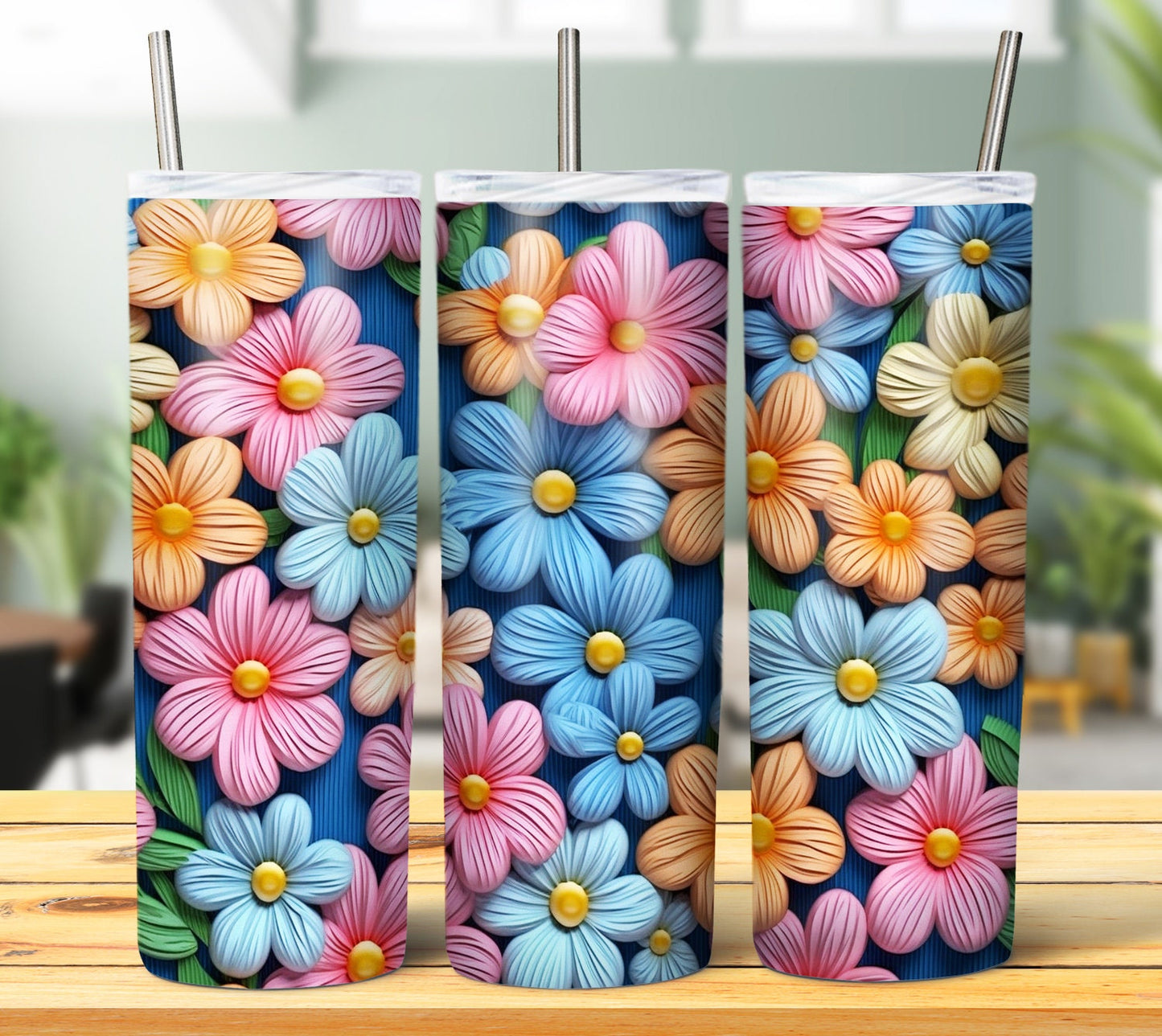 30 Flower 3D Sublimation Tumbler Images Bundle 20 oz