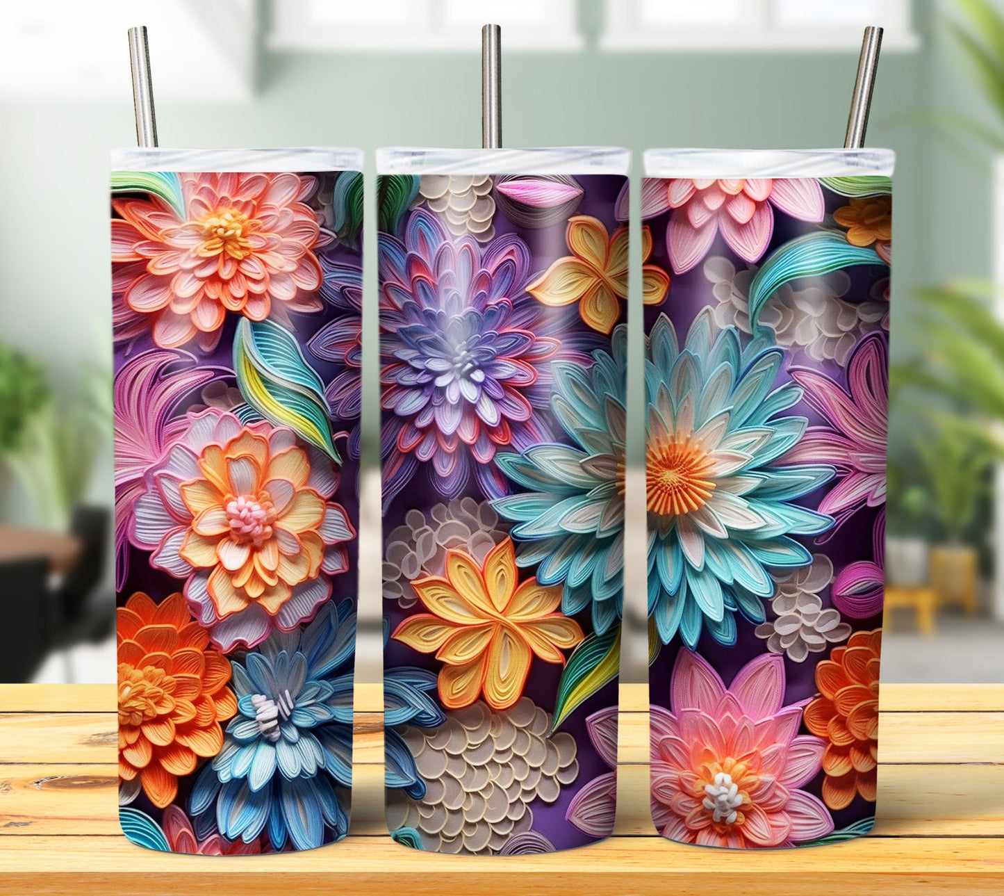 30 Flower 3D Sublimation Tumbler Images Bundle 20 oz