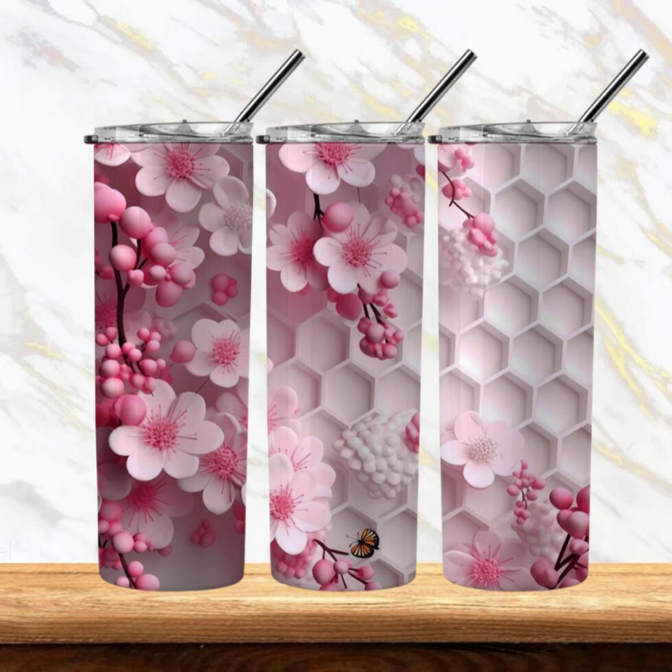 3D Flower HoneyComb 20oz Sublimation Tumbler Image