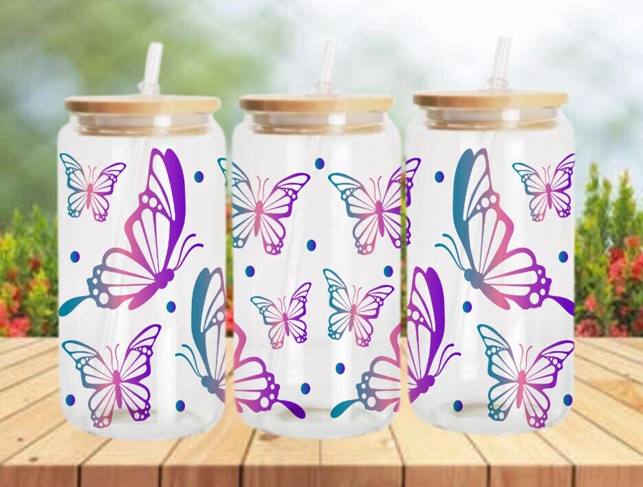 Butterflies Libbey Glass 16oz Sublimation Tumbler Image