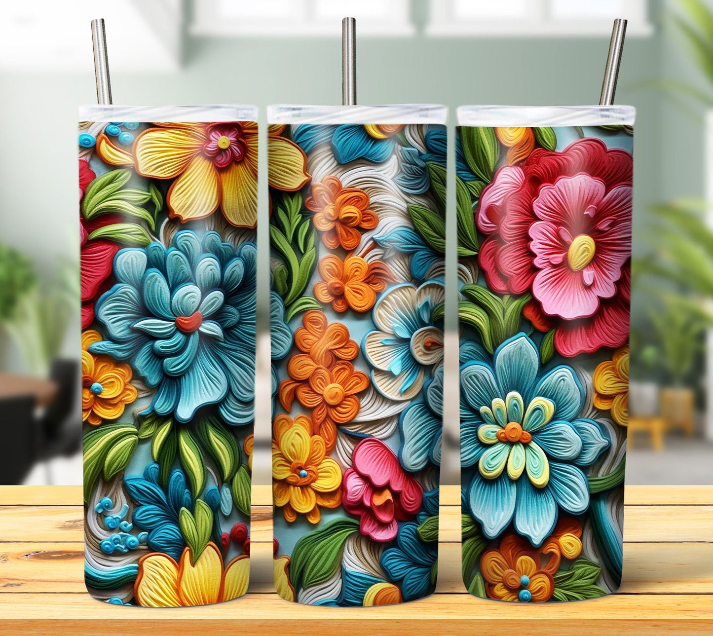 30 Flower 3D Sublimation Tumbler Images Bundle 20 oz