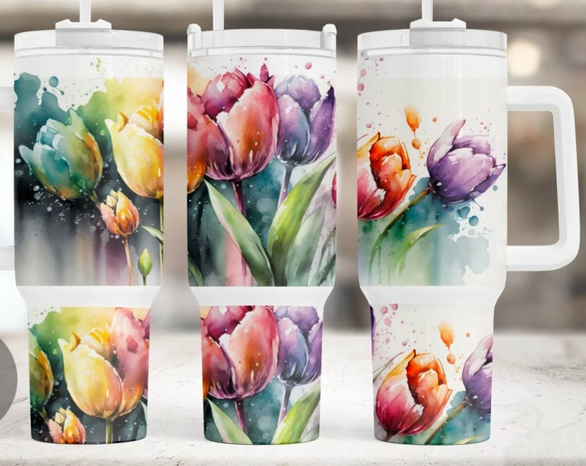 Tulips Tumbler 40oz Sublimation Tumbler Image