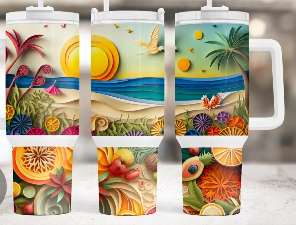 Beach Tumbler 40oz Sublimation Image