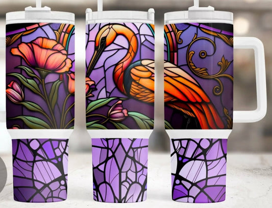 Stained Glass Flamingo 40oz Sublimation Tumbler Image