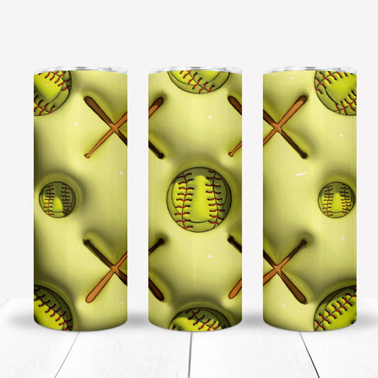 3D Inflate/Puff Softball 20oz Sublimation Tumbler Image