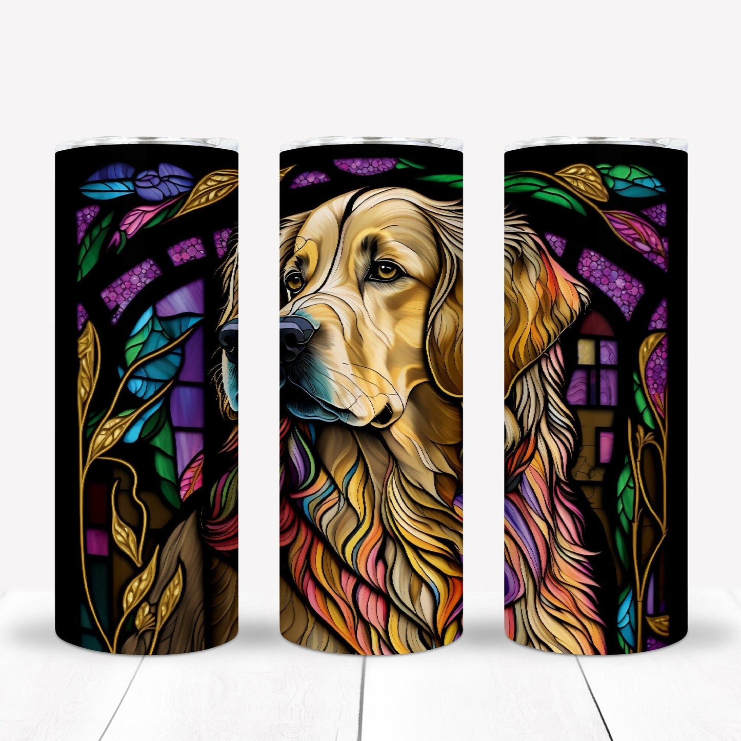 Stainglass Retreiver 20oz Sublimation Tumbler Image