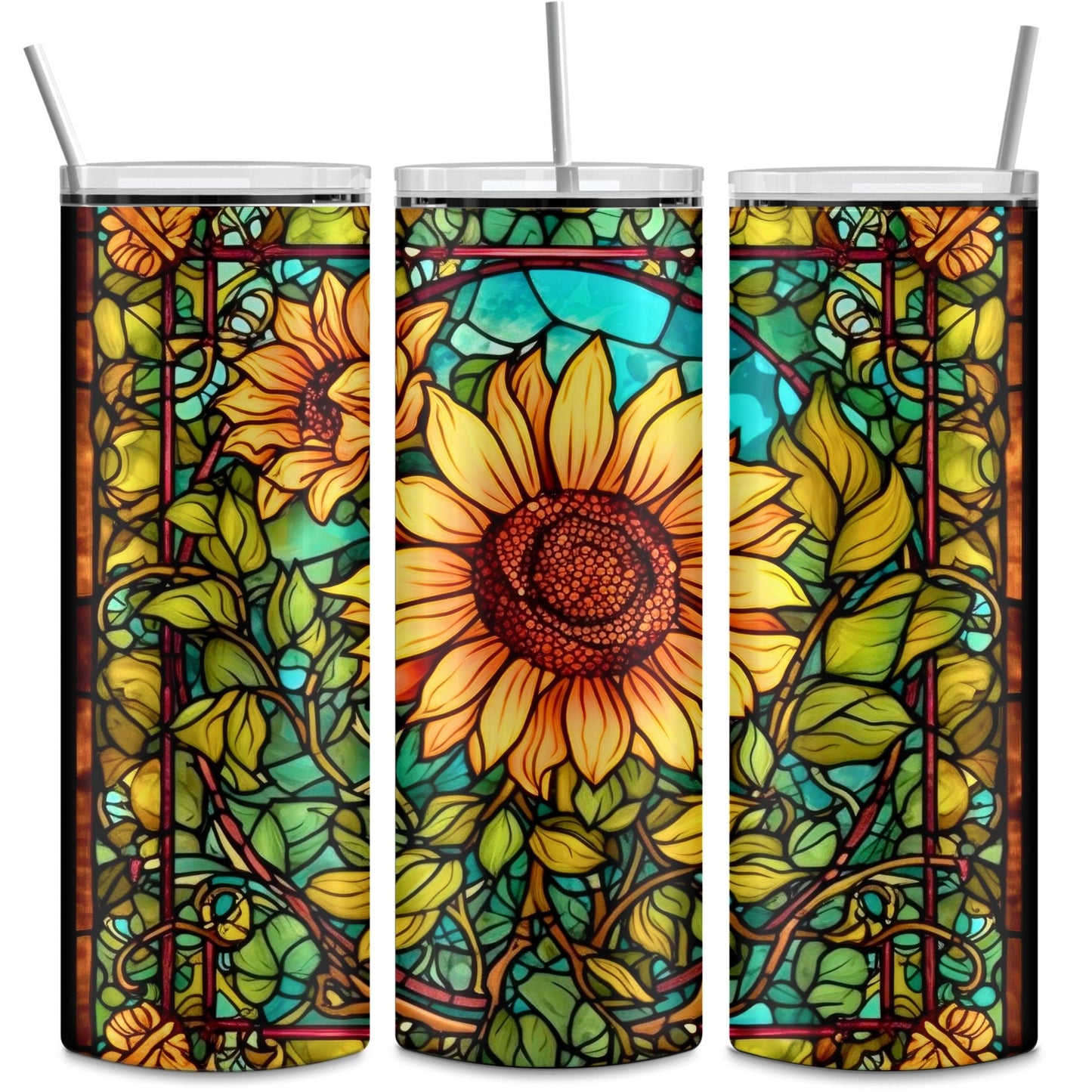 Stained Glass Sunflower 20oz Sublimation Tumbler Image