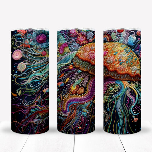 Embroidered Jellyfish 20oz Sublimation Tumbler Image