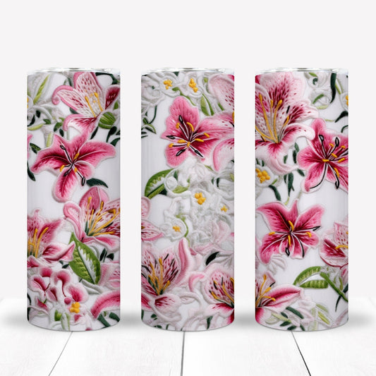 Embroidered Flowers 20oz Sublimation Tumbler Image