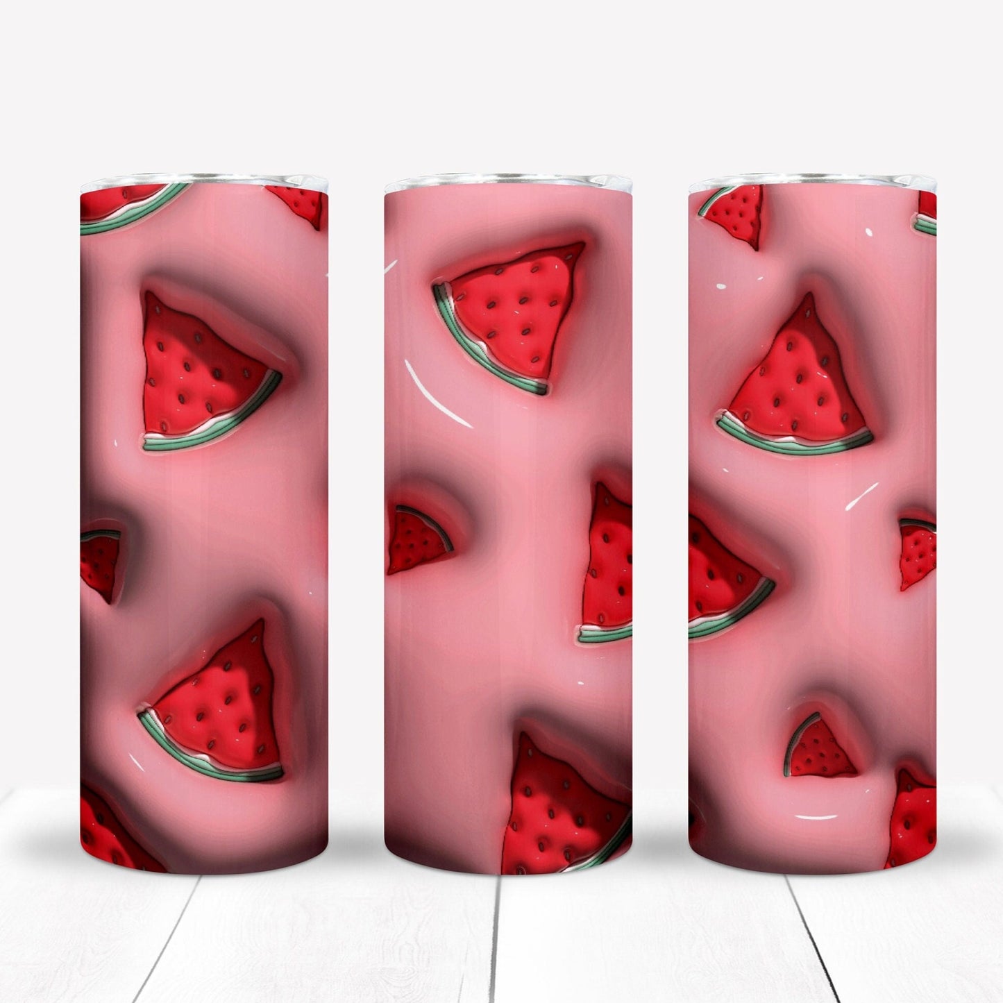 Watermelon 3D Puff 20oz Sublimation Tumbler Image