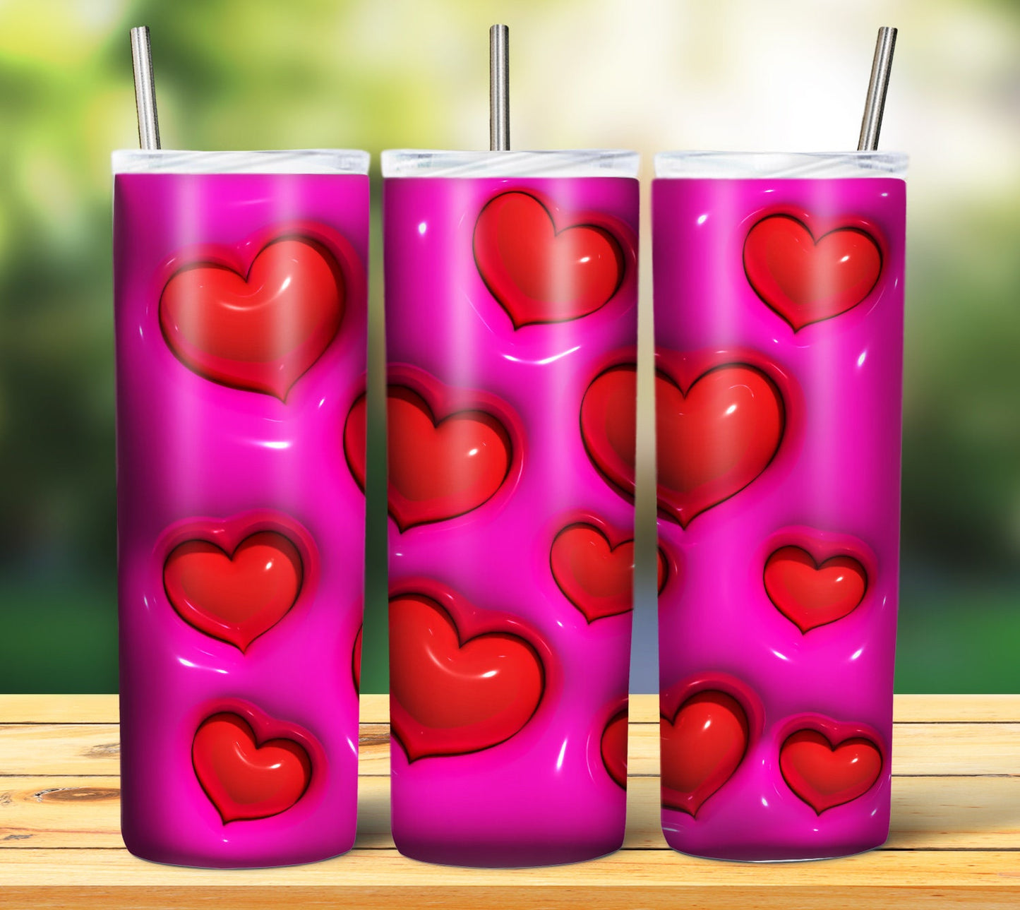 3D Inflate/Puff Hearts 20oz Sublimation Tumbler Image