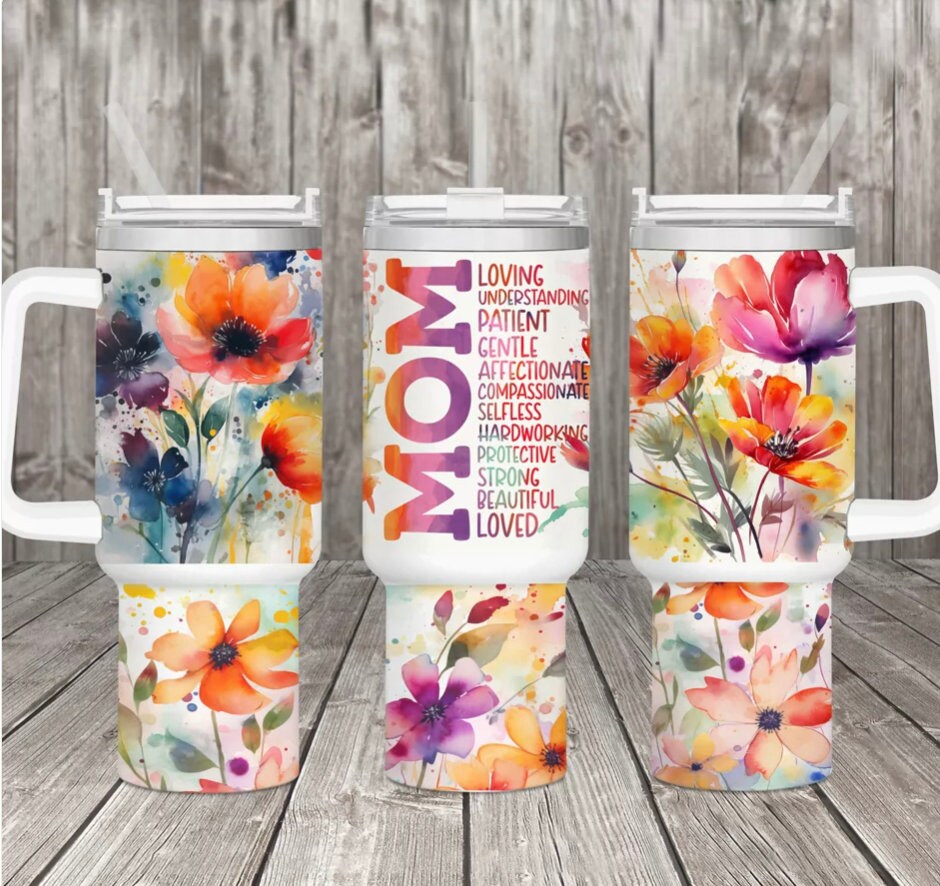 Mom Floral Tumbler 40oz Sublimation Image