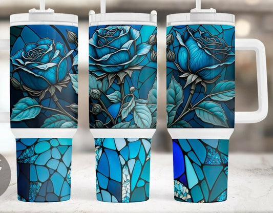 Stained Glass Roses 40oz Sublimation Tumbler Image