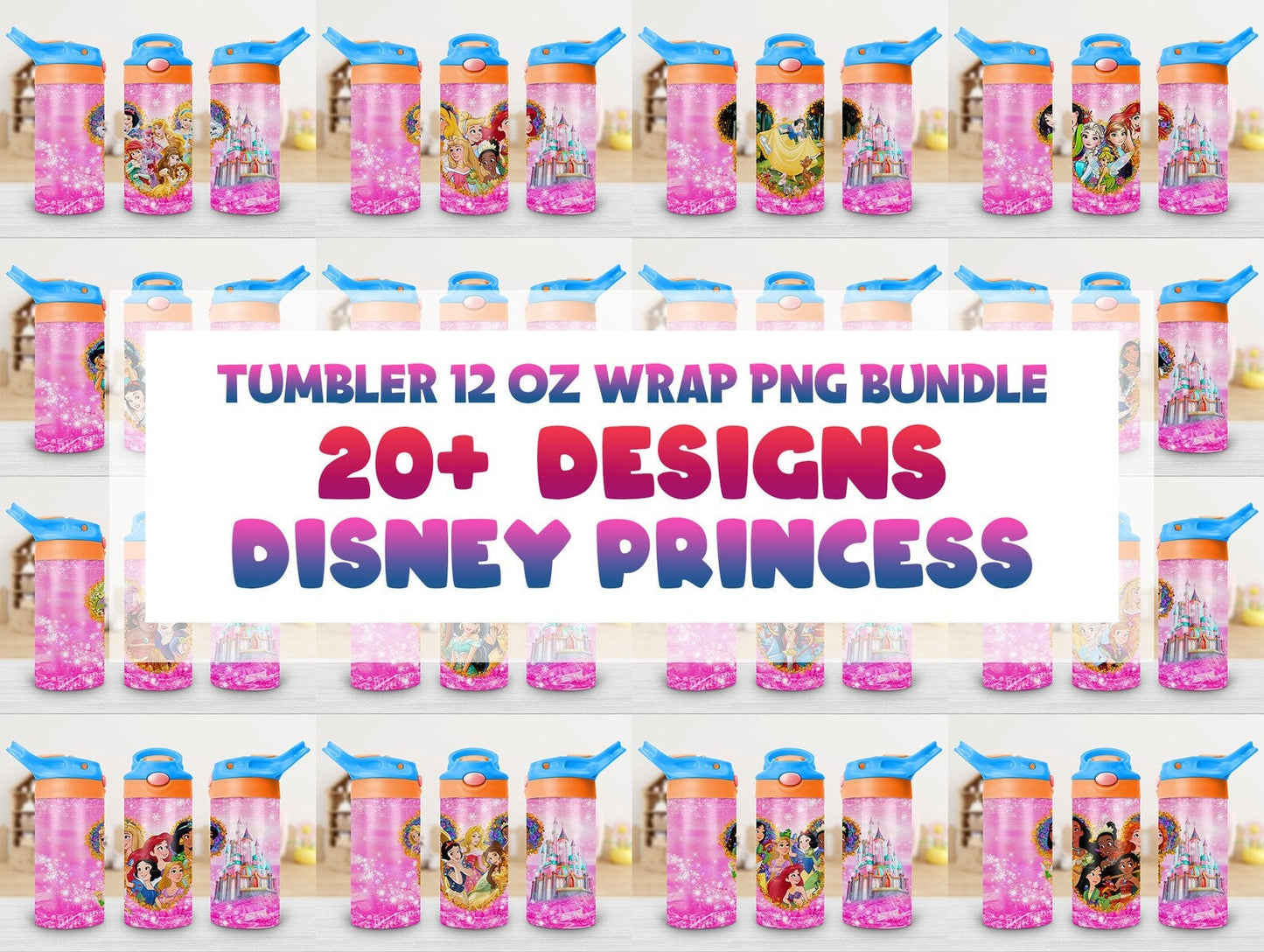 20+ Princess Sublimation Kids Tumbler Images Bundle 12/15 oz