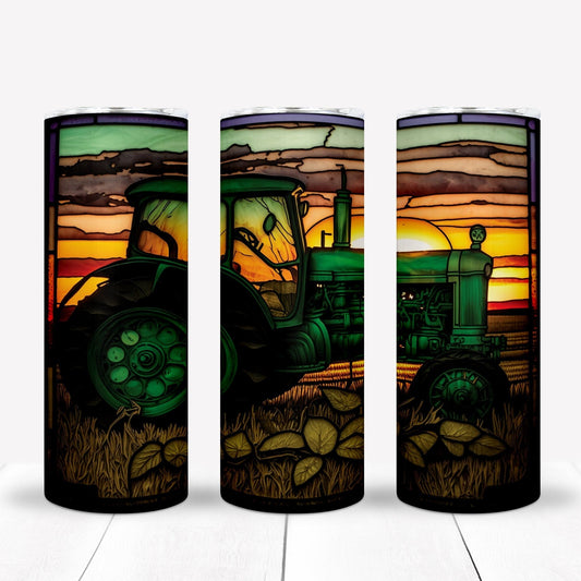 Stainglass Tractor 20oz Sublimation Tumbler Image