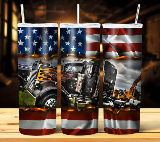 Semi Truck Sublimation 20oz Tumbler Image