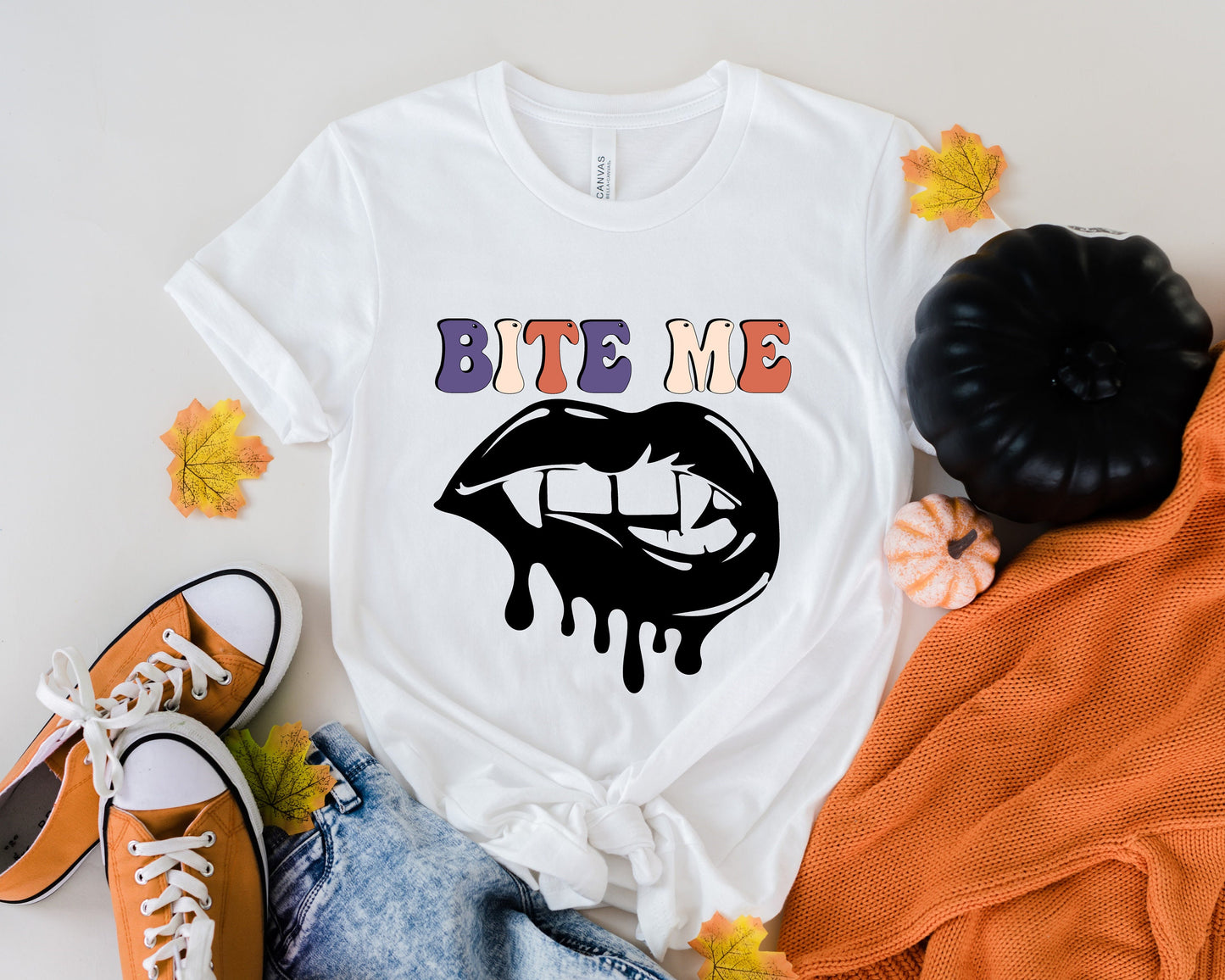 Ladies Bite Me Halloween T-shirt Image DTF/Sublimation