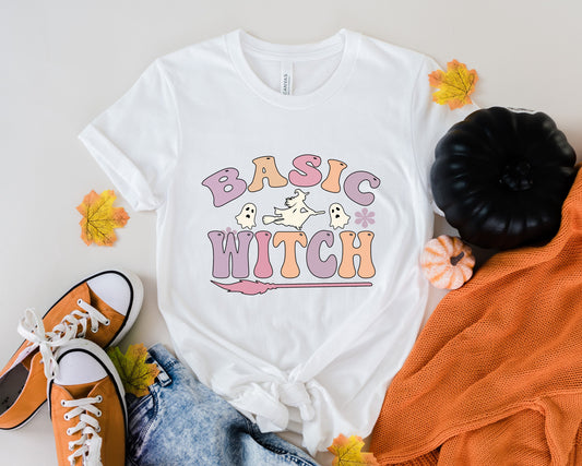 Ladies Halloween Basic Witch T-shirt Image DTF/Sublimation Basic Witch