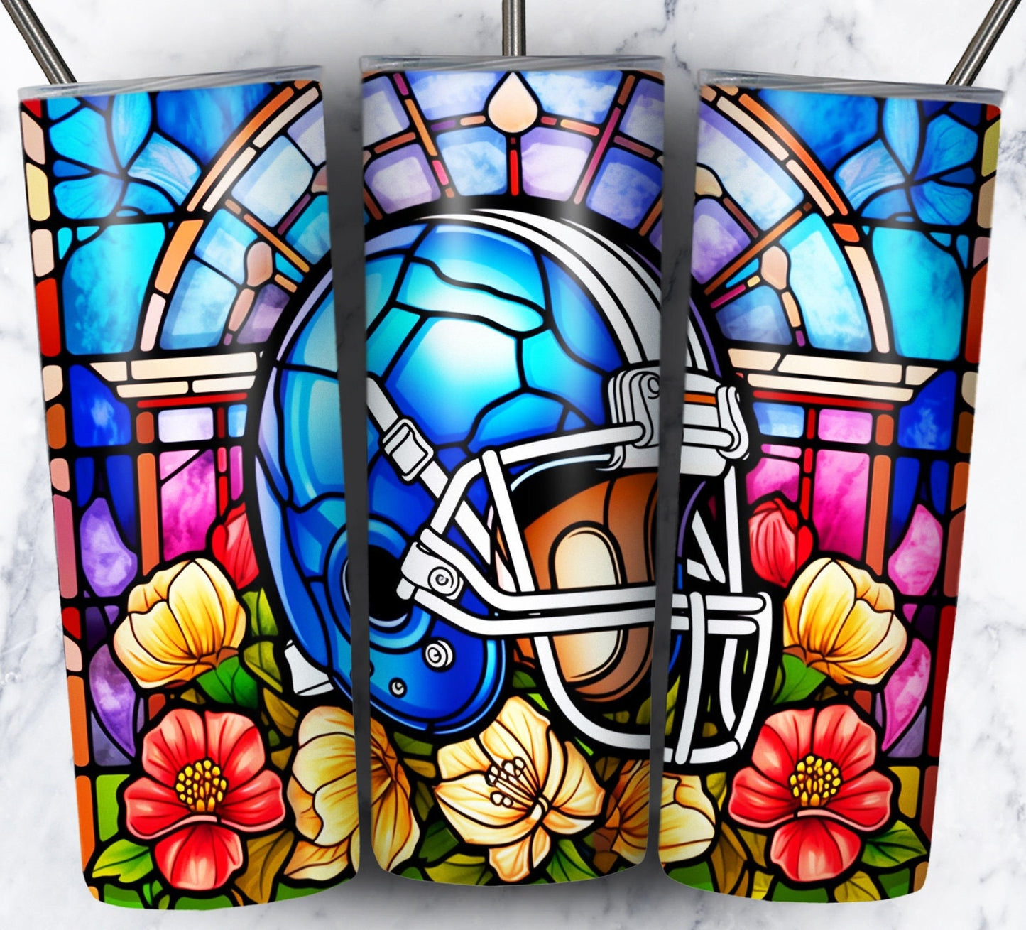 Stained Glass Football Sublimation 20oz Tumbler Image