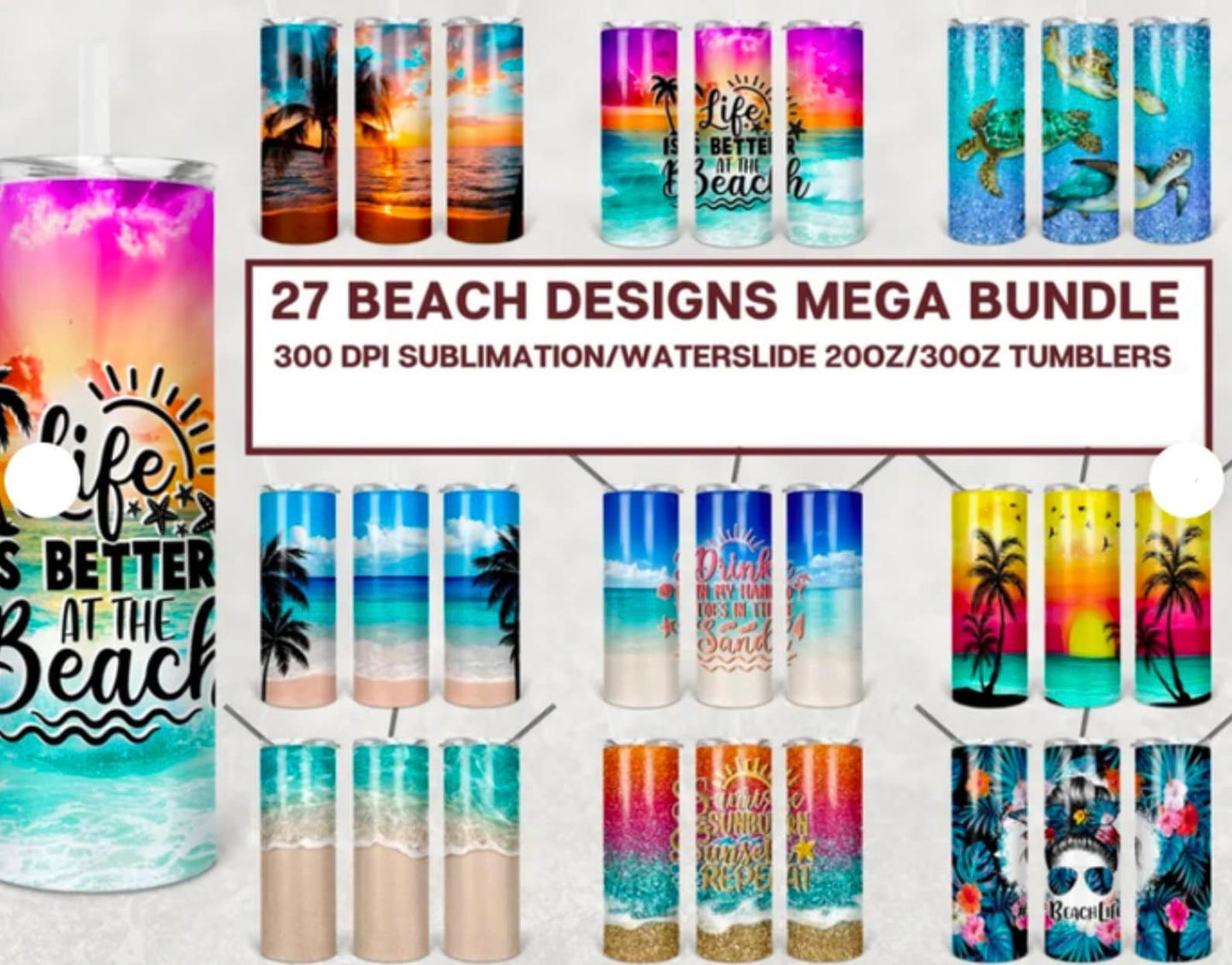 Beach Sublimation 20oz Images Bundle