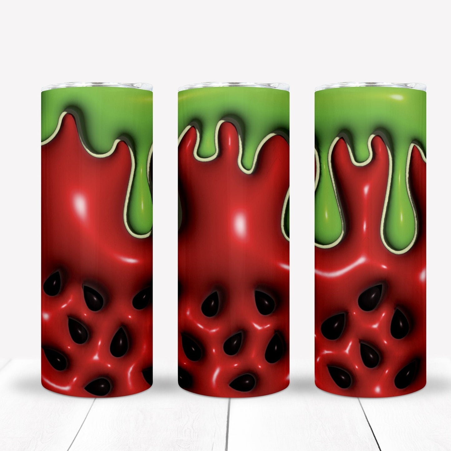 3D Inflate/Puff Strawberry 20oz Sublimation Tumbler Image