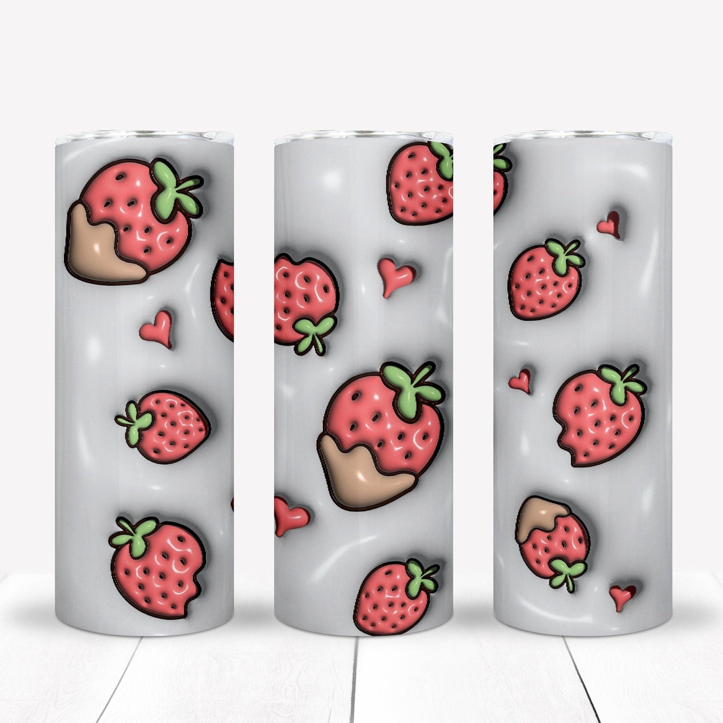 3D Inflate/Puff Strawberries 20oz Sublimation Tumbler Image