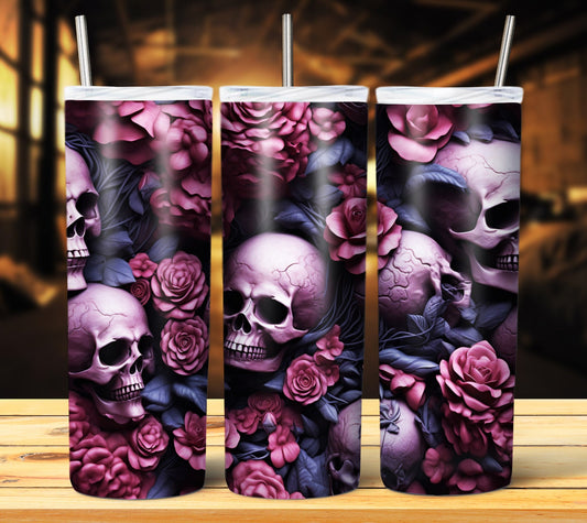 Skull & Roses 20oz Sublimation Tumbler Image