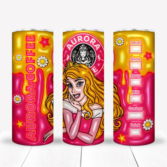 3D Inflate Sublimation 20oz Tumbler Image Puff Princess