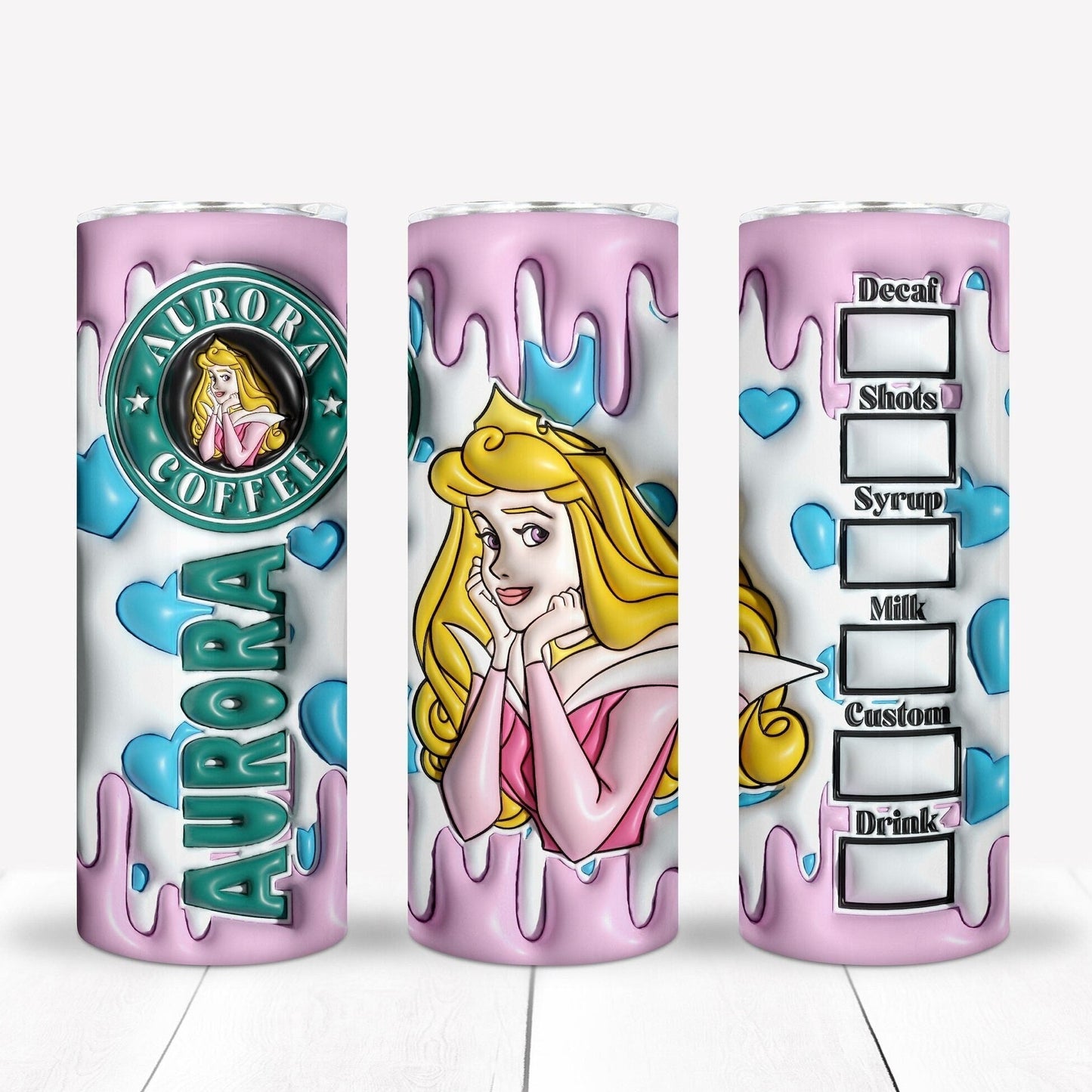 3D Inflate Sublimation 20oz Tumbler Image Puff Princess