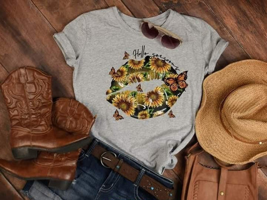 Sunflower Lips T-shirt Image DTF/Sublimation