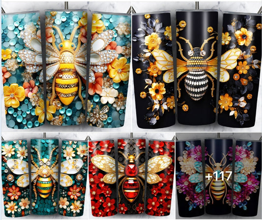 100+ 3D Bee Sublimation 20oz Images Bundle