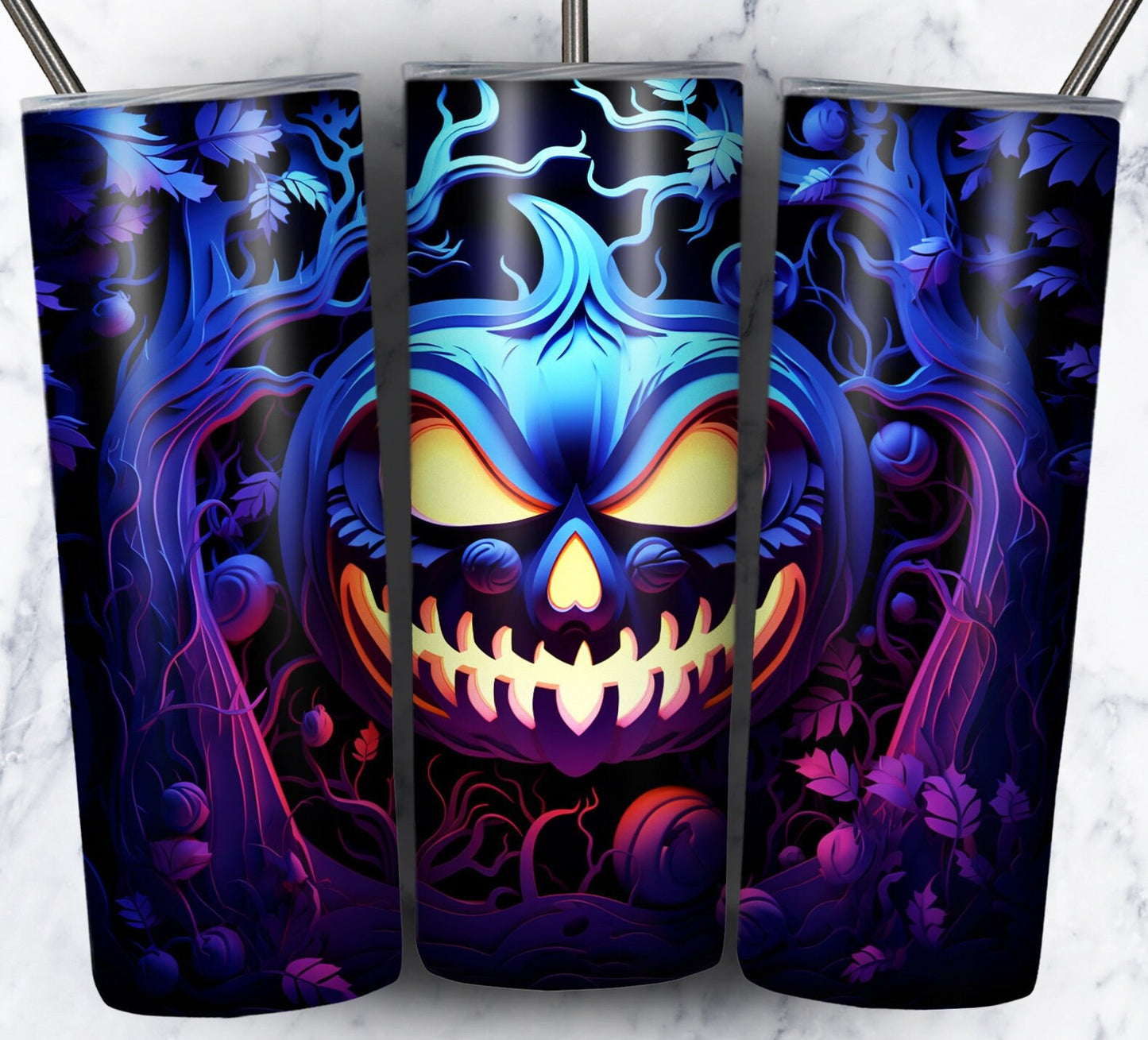 3D Paper Halloween Sublimation 20oz Tumbler Image