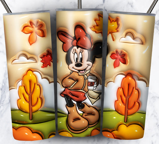 3D Inflate Cartoon Fall Sublimation 20oz Tumbler Image Puff