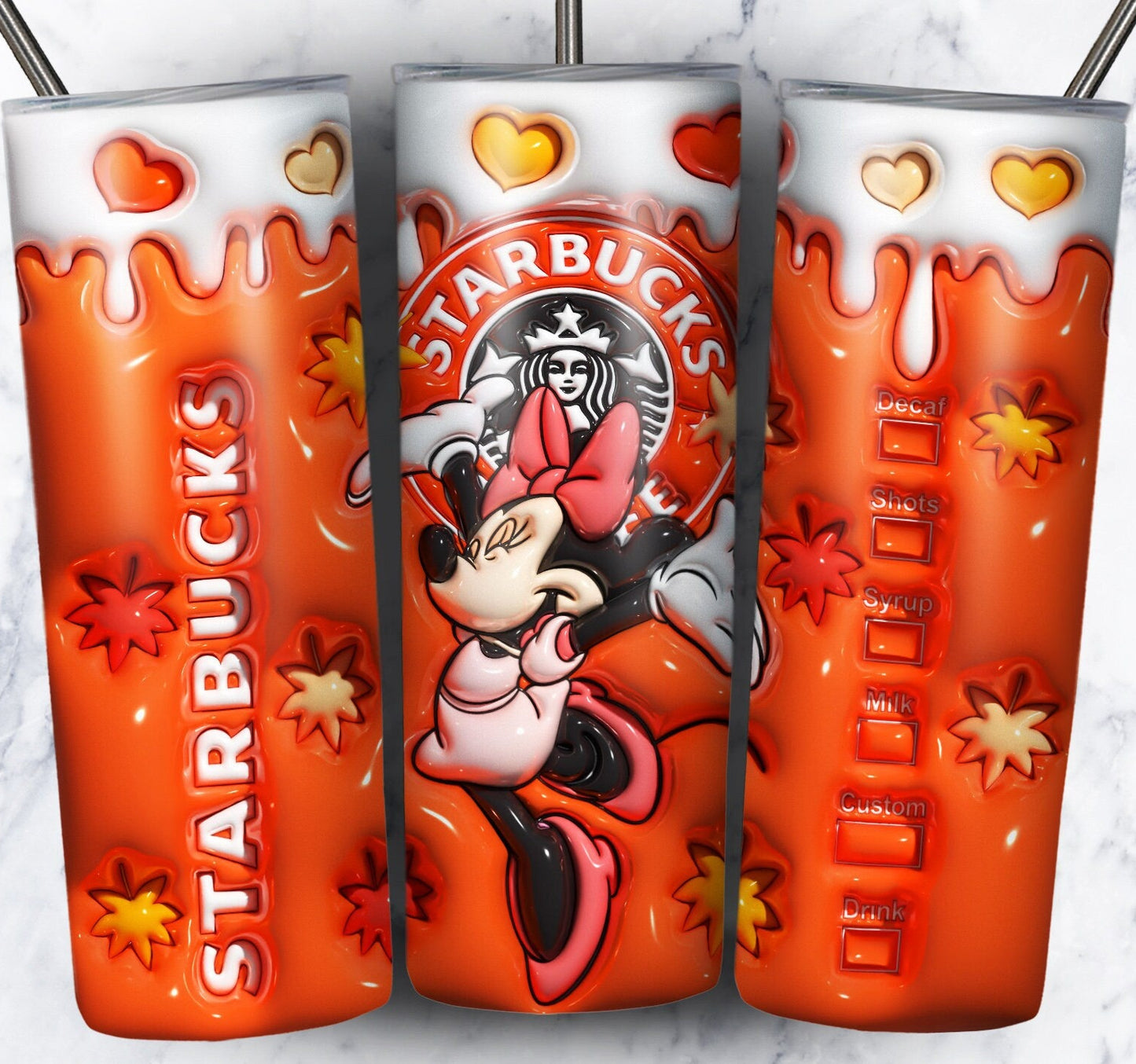 3D Inflate Cartoon Fall Sublimation 20oz Tumbler Image Puff Bundle