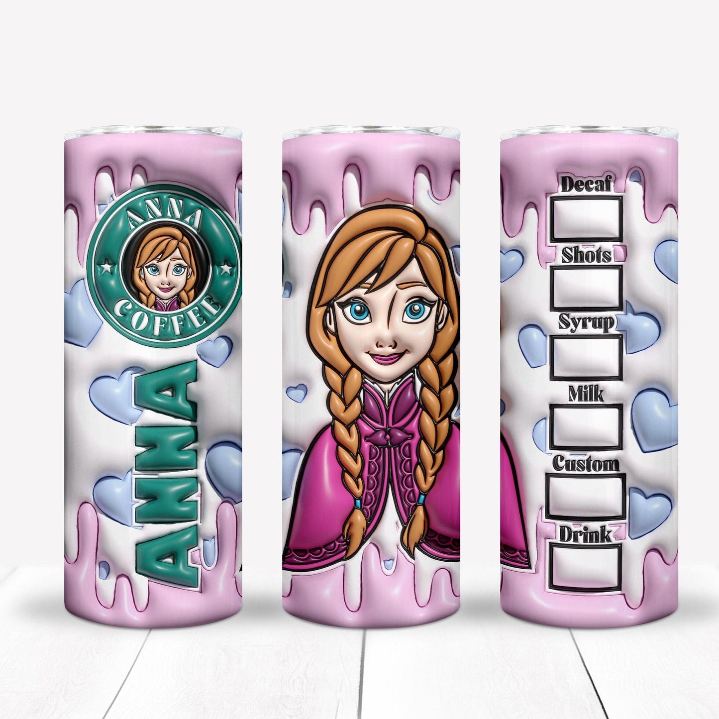 3D Inflate Sublimation 20oz Tumbler Image Puff Princess