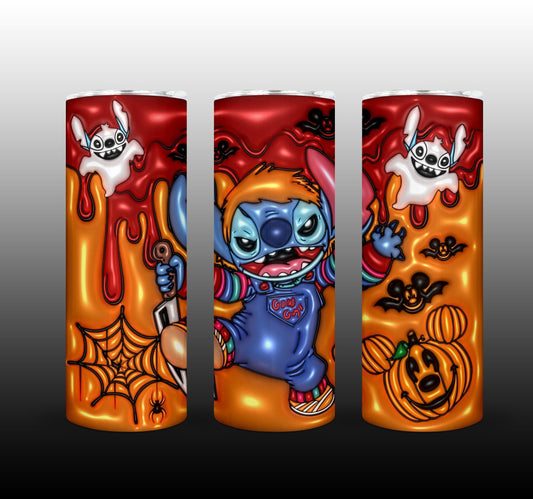 3D Inflate Halloween 20oz Sublimation 20oz Tumbler Image Puff Stitch