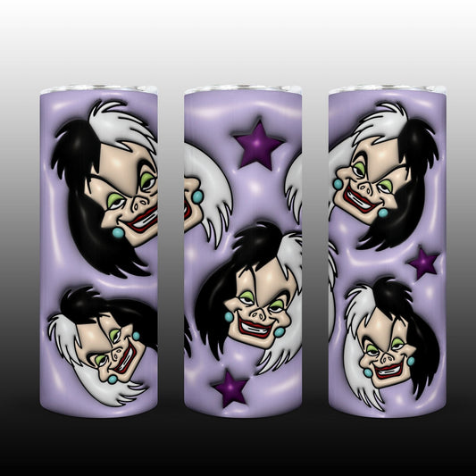 3D Inflate Halloween 20oz Sublimation 20oz Tumbler Image Puff Cruella