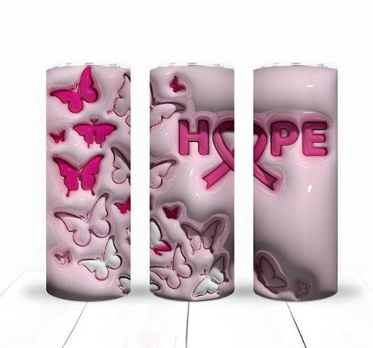 3D Inflate Breast Cancer Sublimation 20oz Tumbler Image Puff