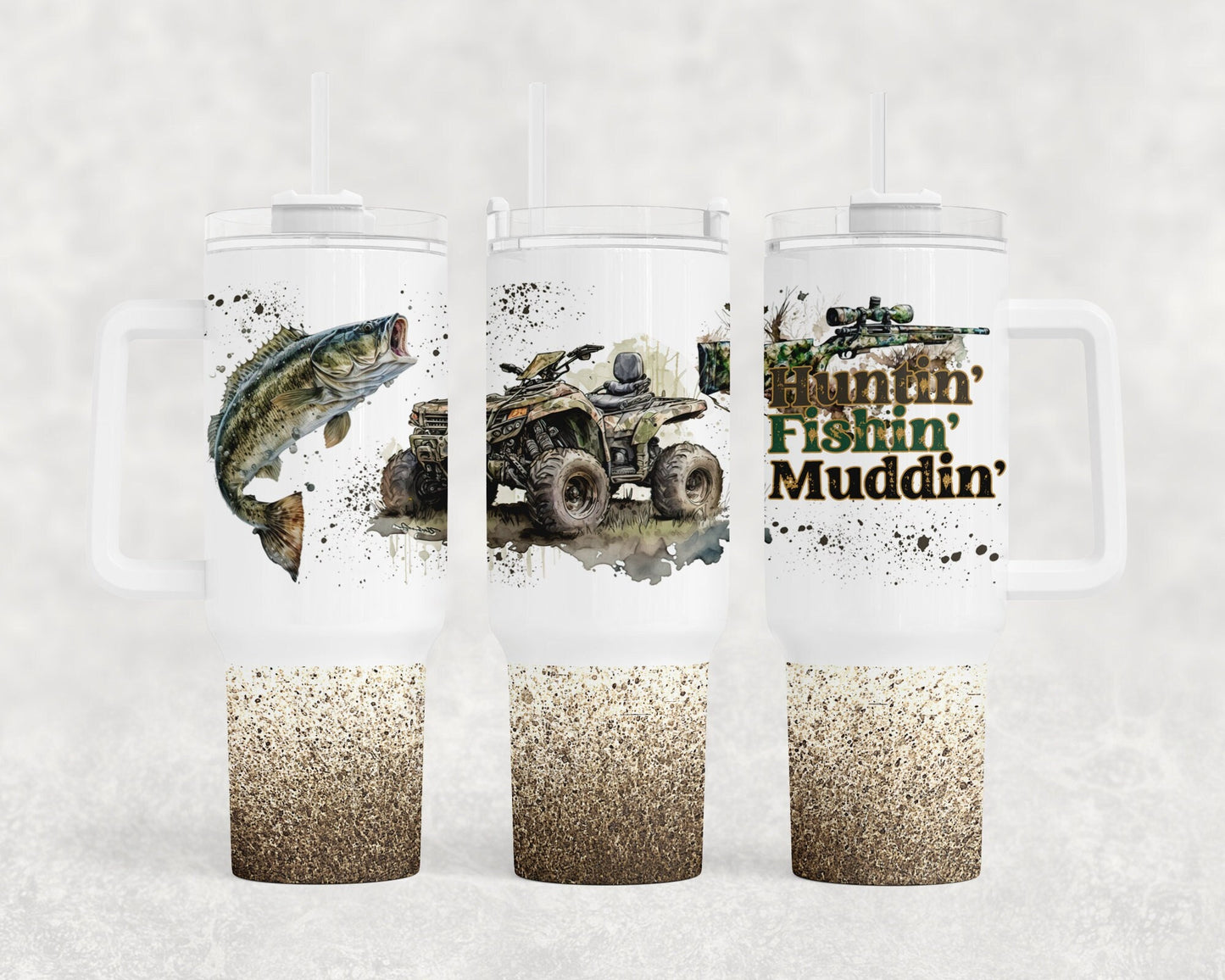 Muddin Sublimation 40oz Tumbler Image Fishing