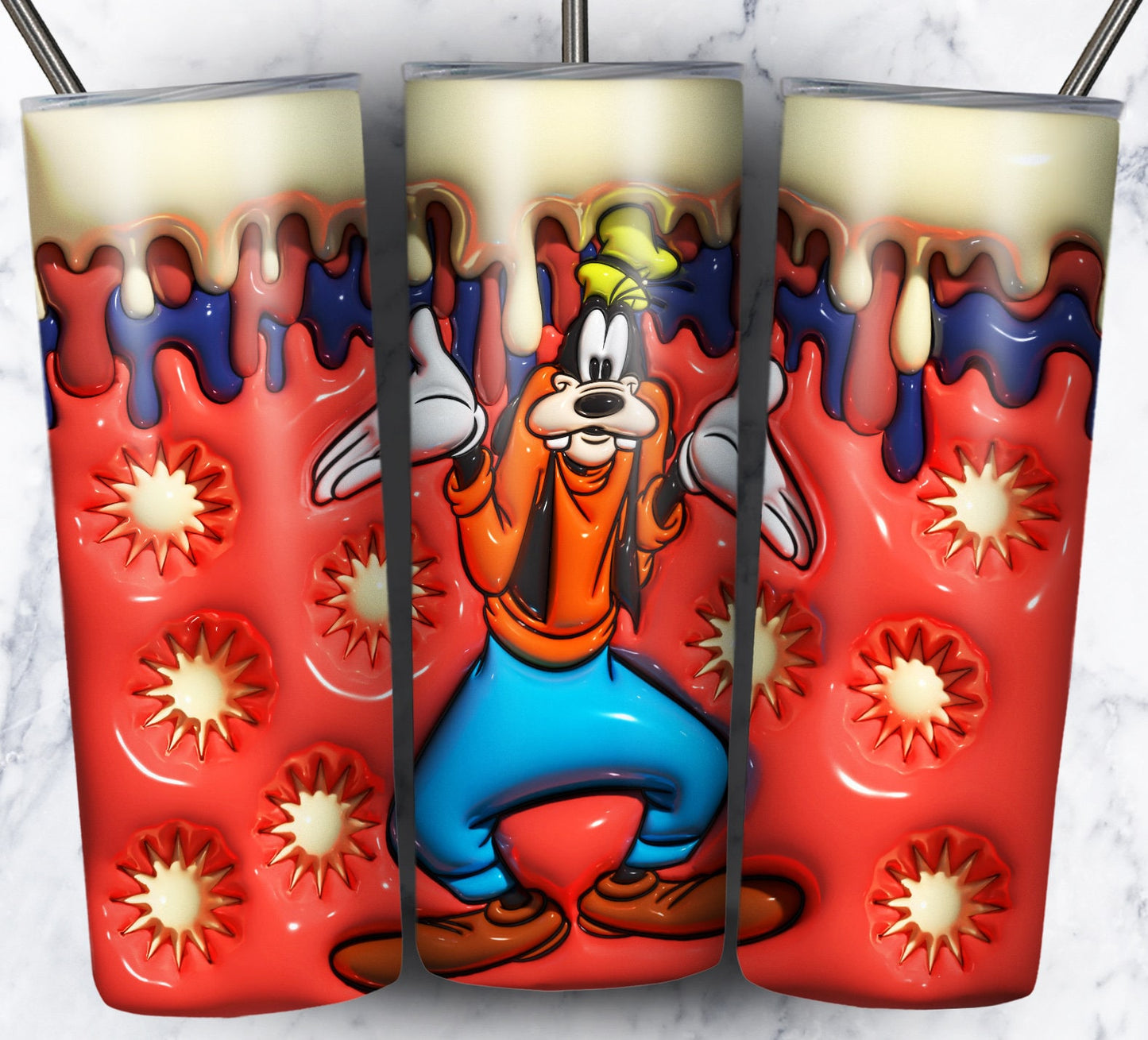 3D Inflate Cartoon Sublimation 20oz Tumbler Image Puff