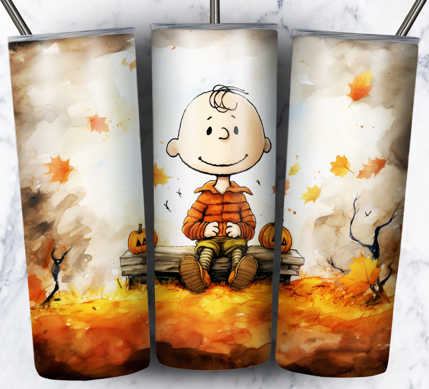 Fall Cartoon Sublimation 20oz Tumbler Image